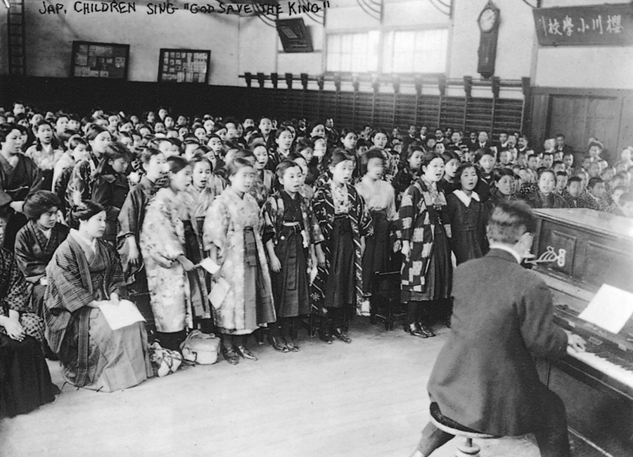 Japanese children sing God Save the King in honor of the visit of the Prince of - photo 2