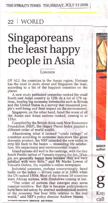 Singaporeans the least happy people in Asia I called Lenny and asked if he - photo 1