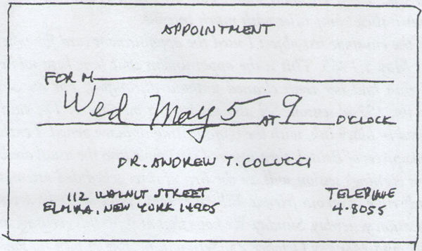 Tracing of the appointment card used in the 15th envelope test in the 199th - photo 1