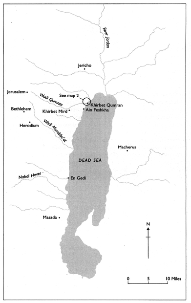 Map 1 The area surrounding the Dead Sea showing Qumran Map 2 The Caves of - photo 3