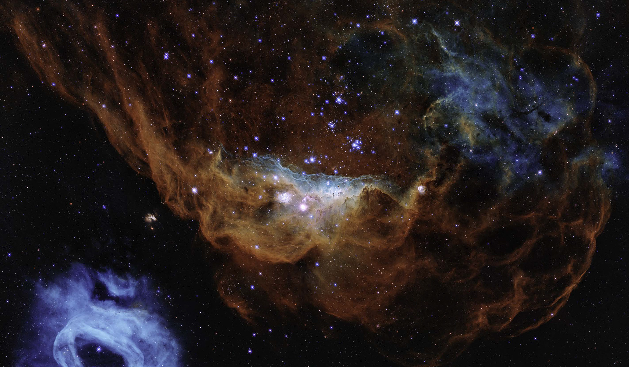 This giant red nebula NGC 2014 and its smaller blue neighbour NGC 2020 are - photo 5