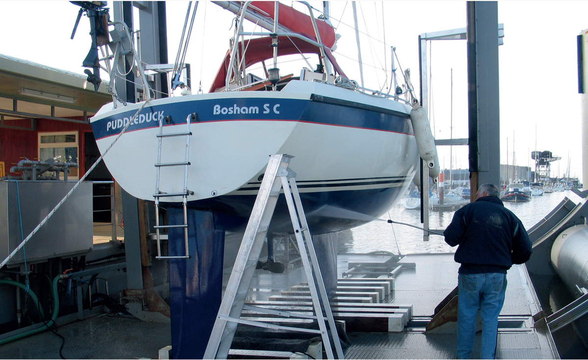 My Etap 30 having its hull cleaned and sacrificial anodes replaced mid-season - photo 8