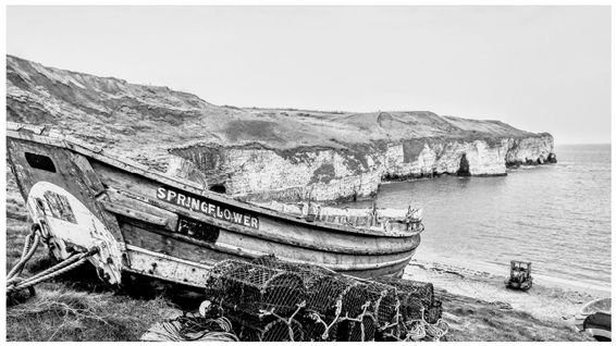 North Landing Flamborough BLACK WHITE BY THE SEA PHOTOGRAPH 11 - photo 11