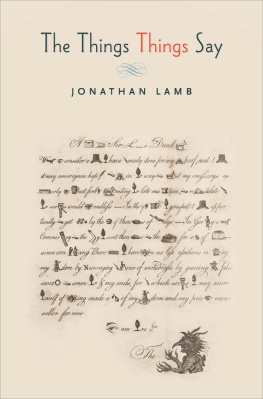 Jonathan Lamb The Things Things Say