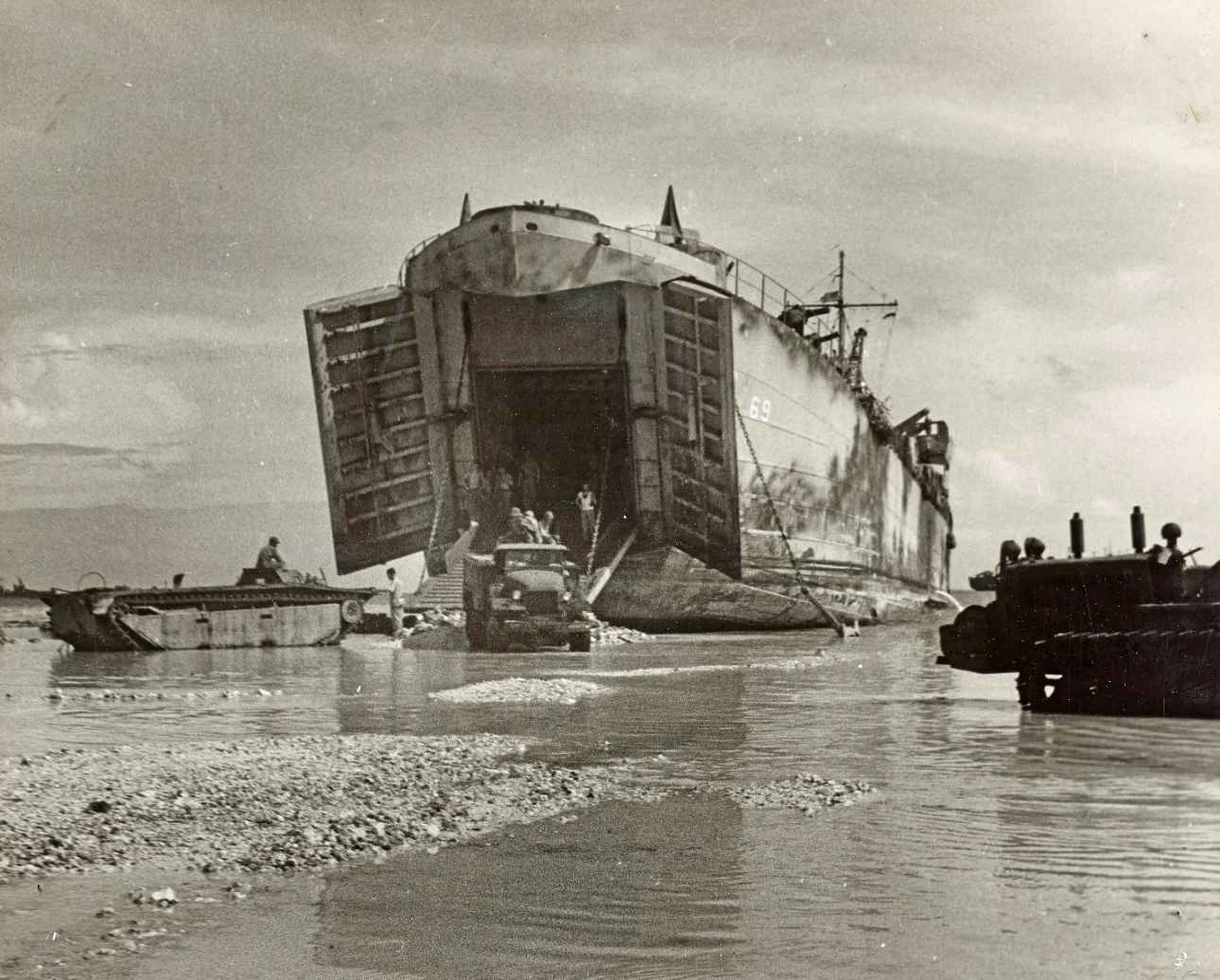 At Bititu Island Tarawa Atoll trucks run supplies from the belly of a Coast - photo 9