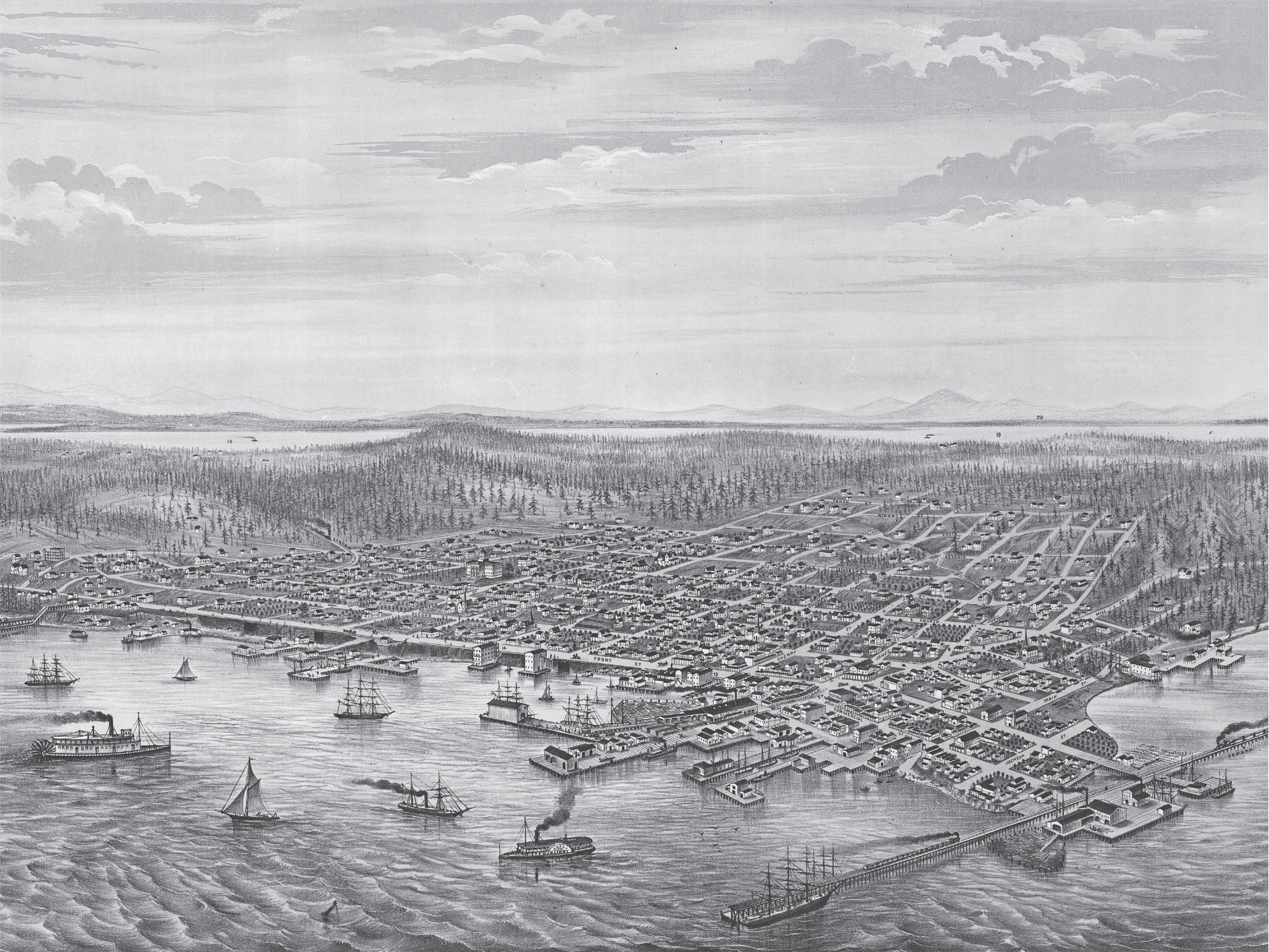 Eli S Glovers Birds-Eye View of the City of Seattle 1878 detail David B - photo 2