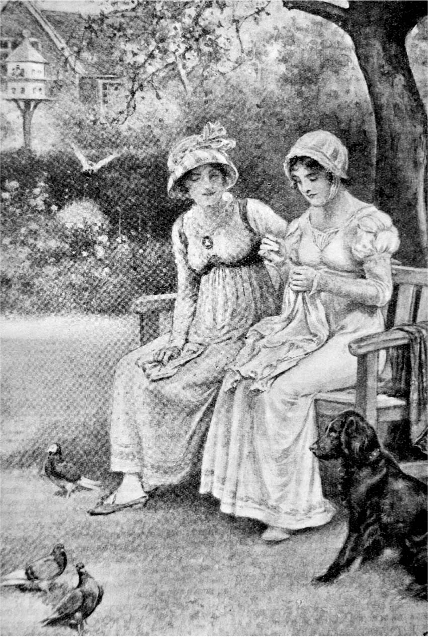 Engraving of Jane Austen and her sister Cassandra doing needlework in the - photo 9