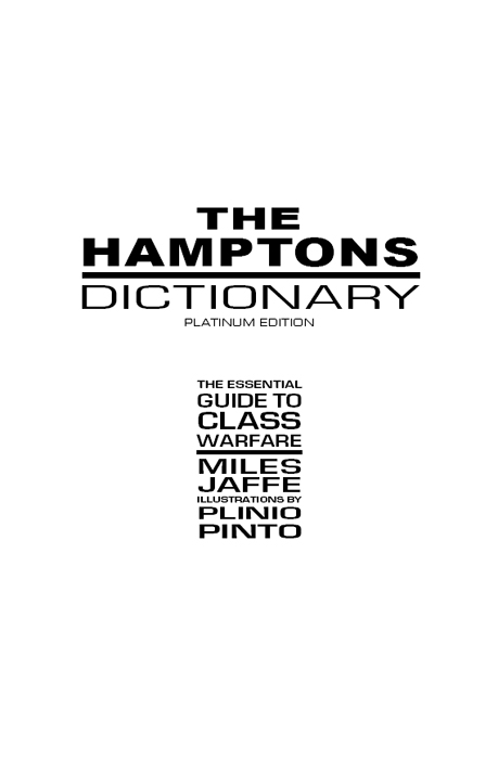 THE HAMPTONS DICTIONARY Written by MILES JAFFE Published by THE DISINFORMATION - photo 1