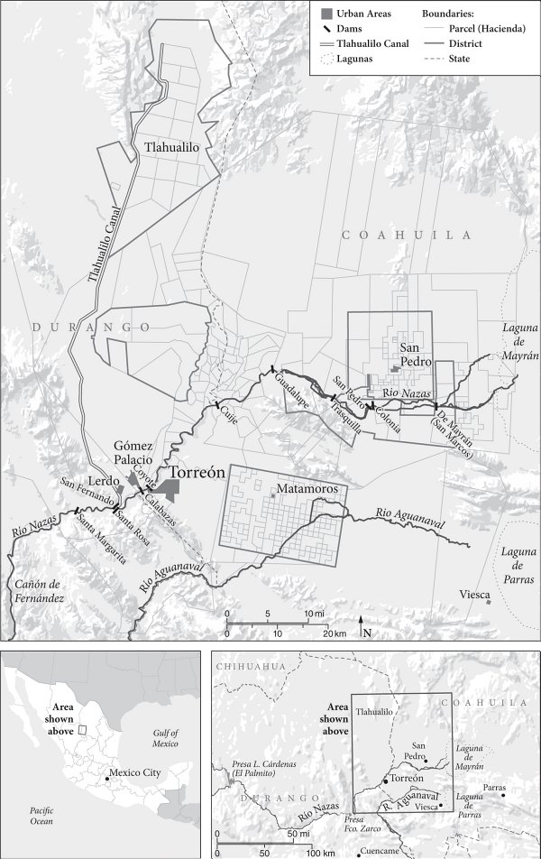 MAP FM1 Detailed map of the Laguna region showing the Nazas and Aguanaval - photo 1