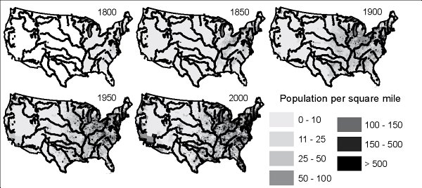 Population density in the United States has traditionally been bounded by and - photo 4