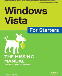 David Pogue Windows Vista for Starters: The Missing Manual