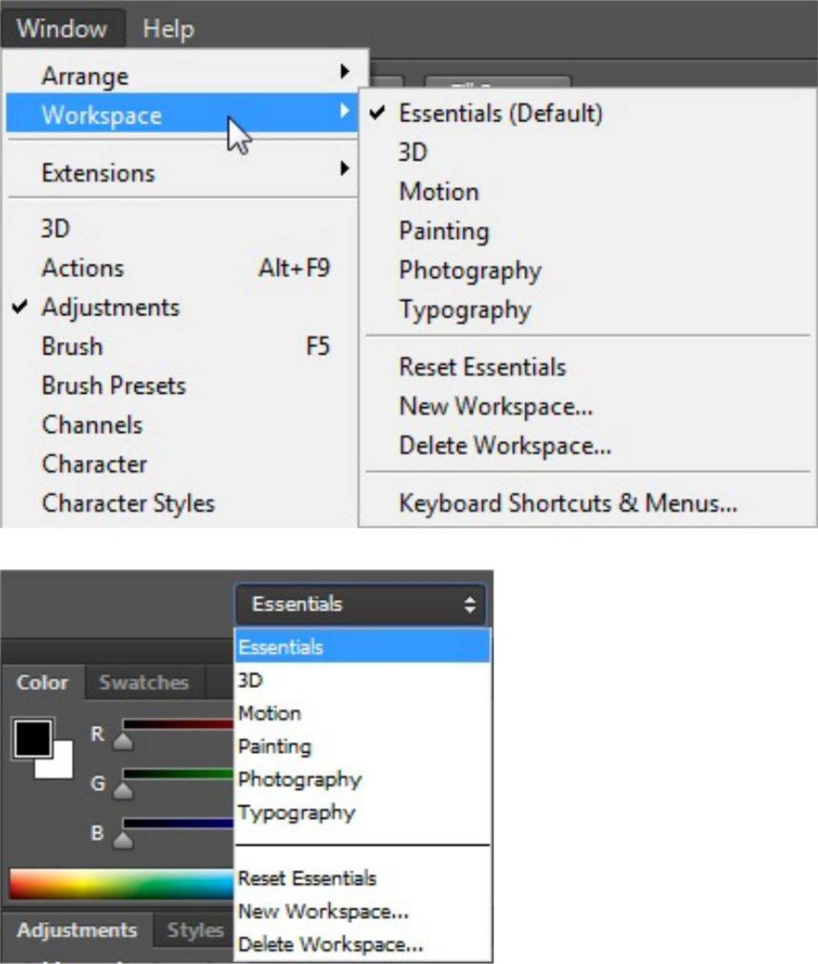 NOTE Another way to switch from one workspace to another is to use the - photo 2