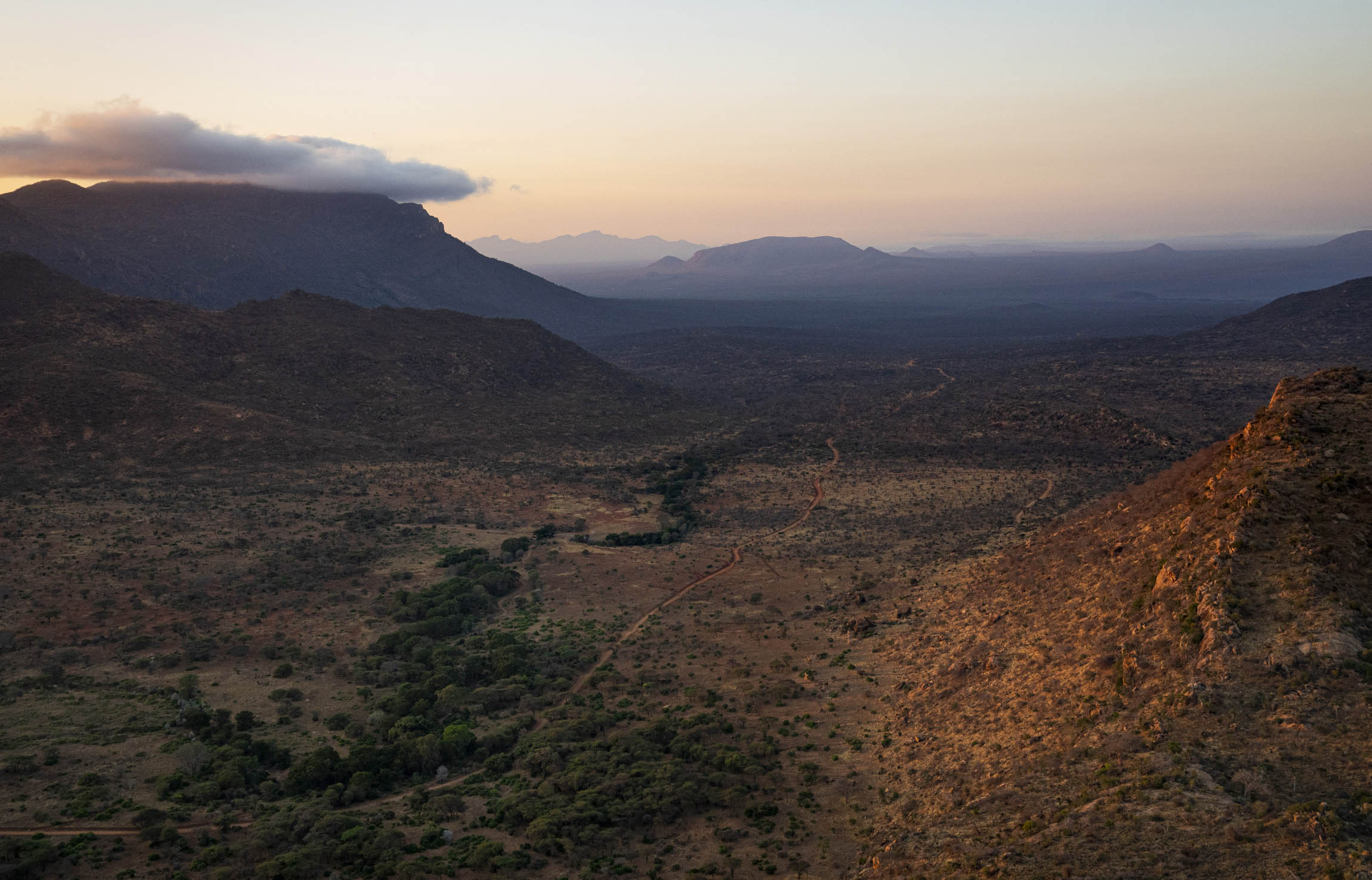 Dawn flight over Rhino Valley Tsavo West National Park Kenya August 2017 - photo 2