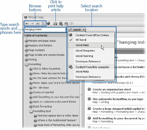 Figure A-1 Think of Word Help as a Web browser dedicated to articles about - photo 3