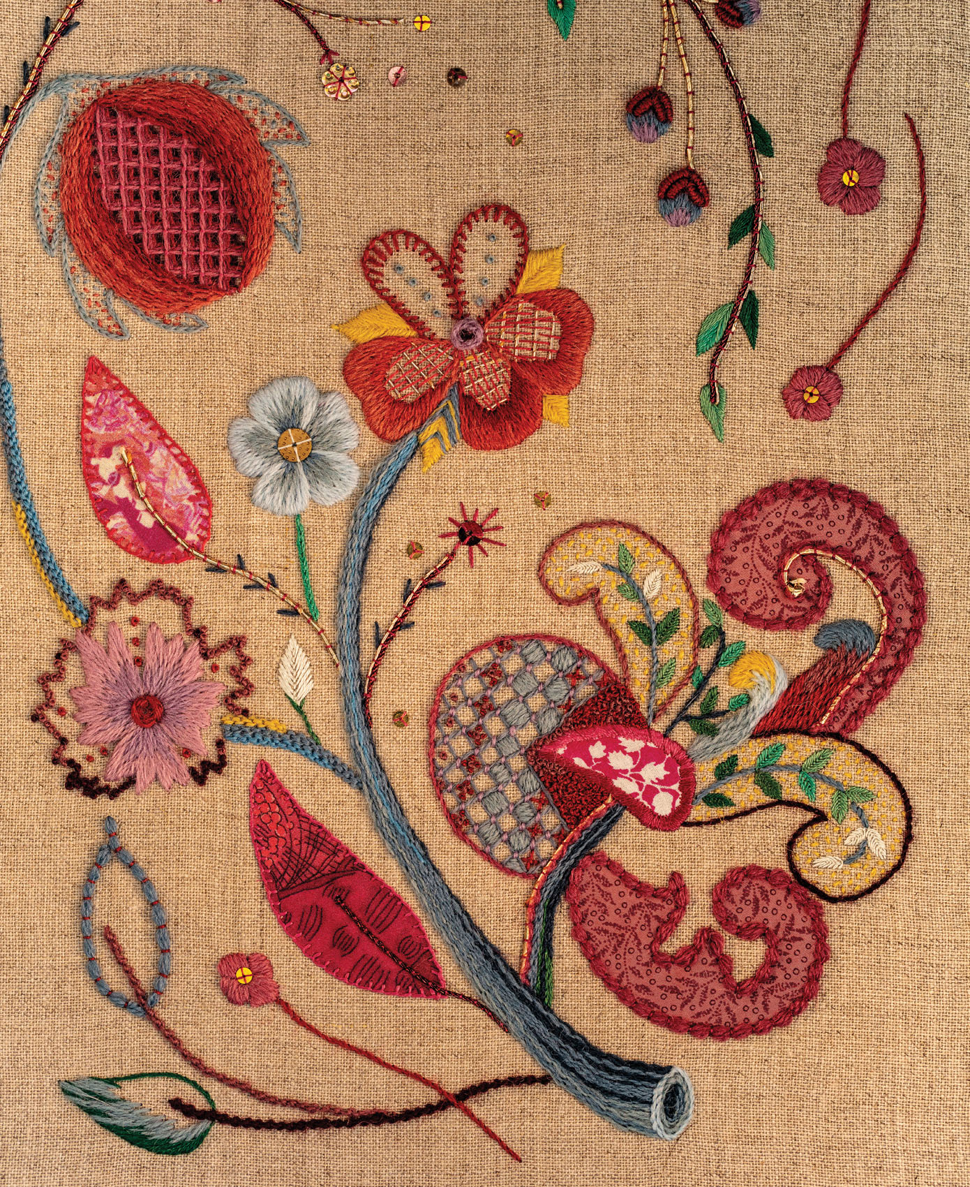 A more modern design has been worked using traditional crewelwork stitches in - photo 12