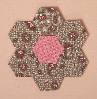 Hexagon flower block Detail of Grandma Rosies quilt English paper piecing - photo 5