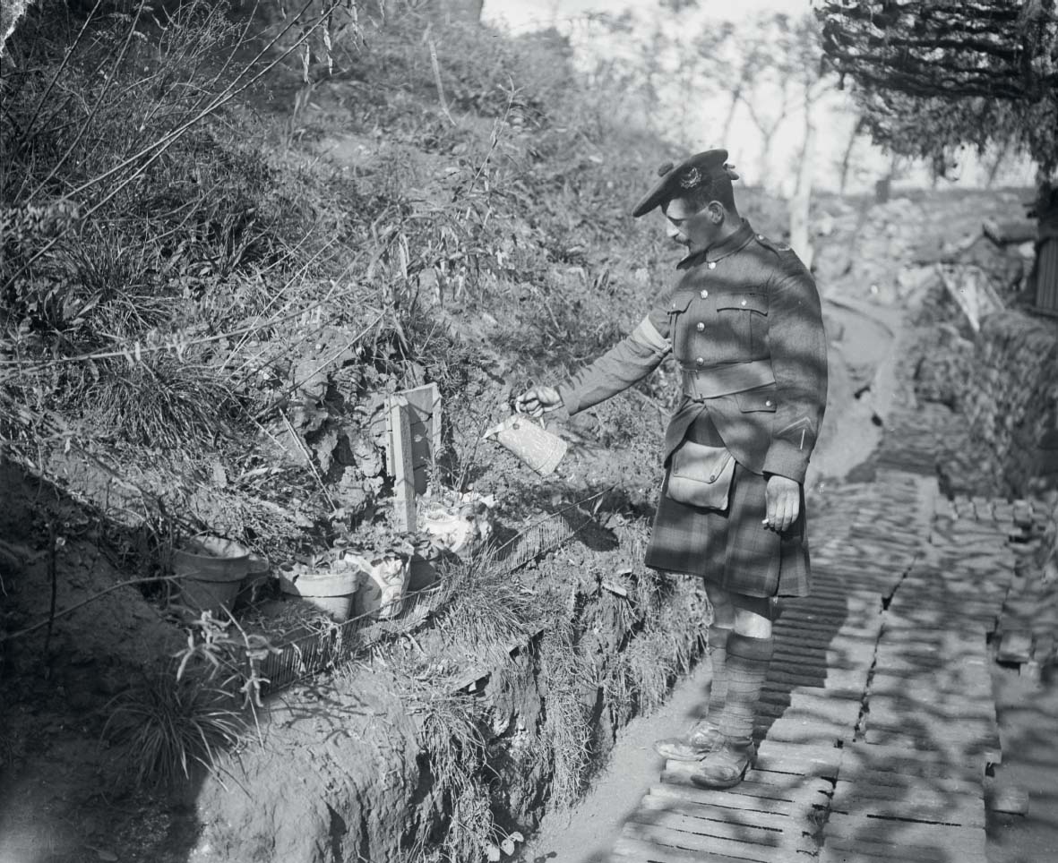 Soldier of the Gordon Highlanders 51st Division tending his trench garden - photo 20