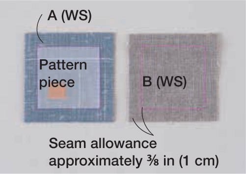 Trace the pattern piece on the back of fabrics A and B Add a in 1 cm seam - photo 14