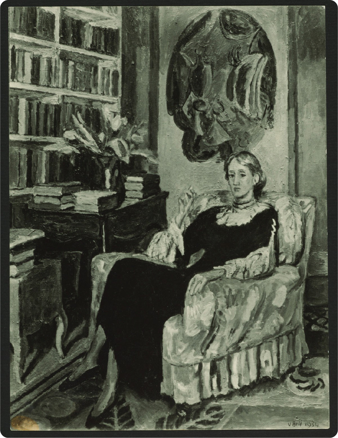 Virginia Woolf black-and-white photograph of portrait painted by Vanessa Bell - photo 5