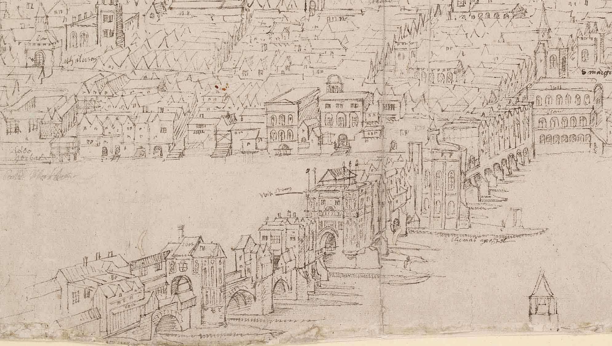 Detail from Anthonis van den Wyngaerdes panorama of London in about 1544 - photo 2