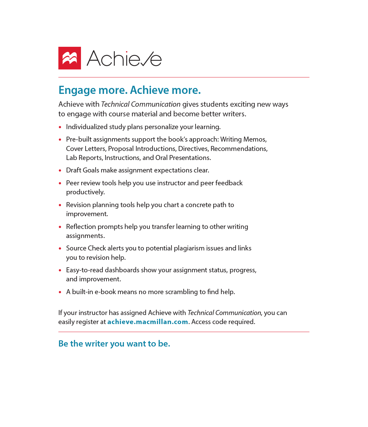 A logo of Achieve is at the top of the inside front cover Text on the inside - photo 2
