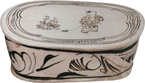 Fig 4 Cizhou-Ware White-Glazed Pillow with Design of Children at Play in Black - photo 3