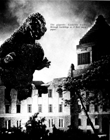 The gigantic Godzilla walks through buildings as if they were paper A geyser - photo 12