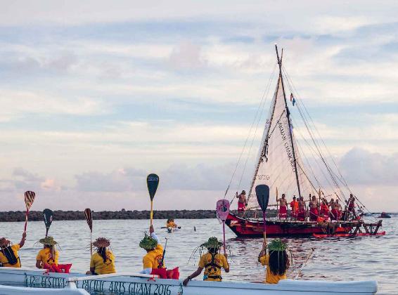 Crowds from across the Pacific welcome voyaging canoes arriving at Hagta Guam - photo 9