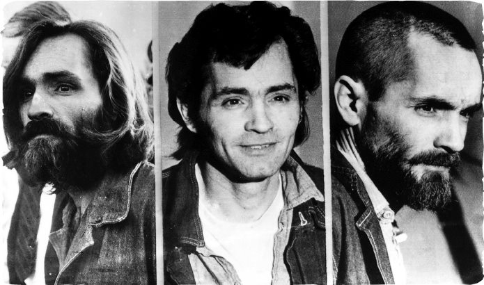 Multiple mugshot of human chameleon Charles Manson during his trial in 1969he - photo 2