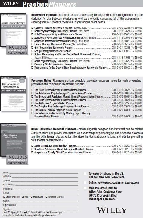 WILEY PRACTICEPLANNERS SERIES Treatment Planners The Complete Adult - photo 2