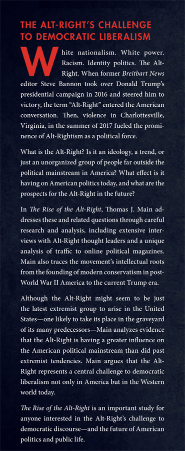 The Rise of the Alt-Right Thomas J Main BROOKINGS INSTITUTION PRESS - photo 1