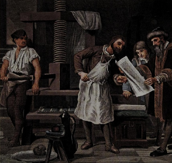 Johannes Gutenberg examines a page printed on his printing press But Fust - photo 5