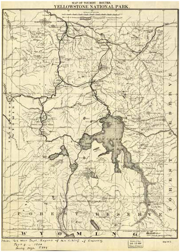 This map of Yellowstone National Park produced by the US War Department while - photo 1