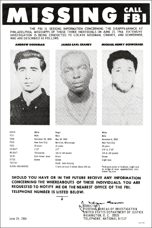 FBI poster seeking information about the three missing civil rights workers - photo 2