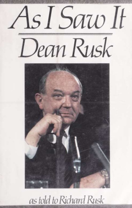 Dean Rusk - As I Saw It
