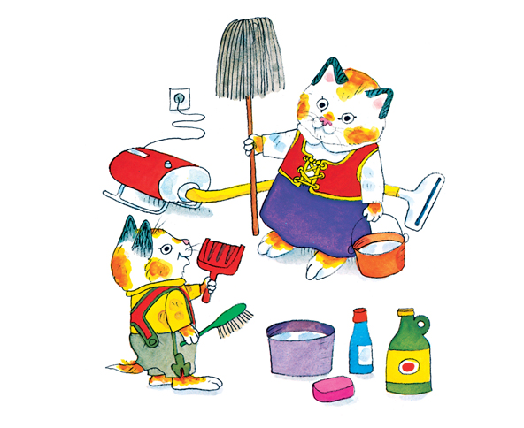 One day Mother Cat wanted to clean the house Huckle Cat wanted to help He - photo 3