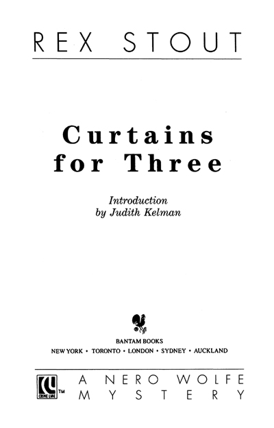 CURTAINS FOR THREE A Bantam Crime Line Book published by arrangement with - photo 2