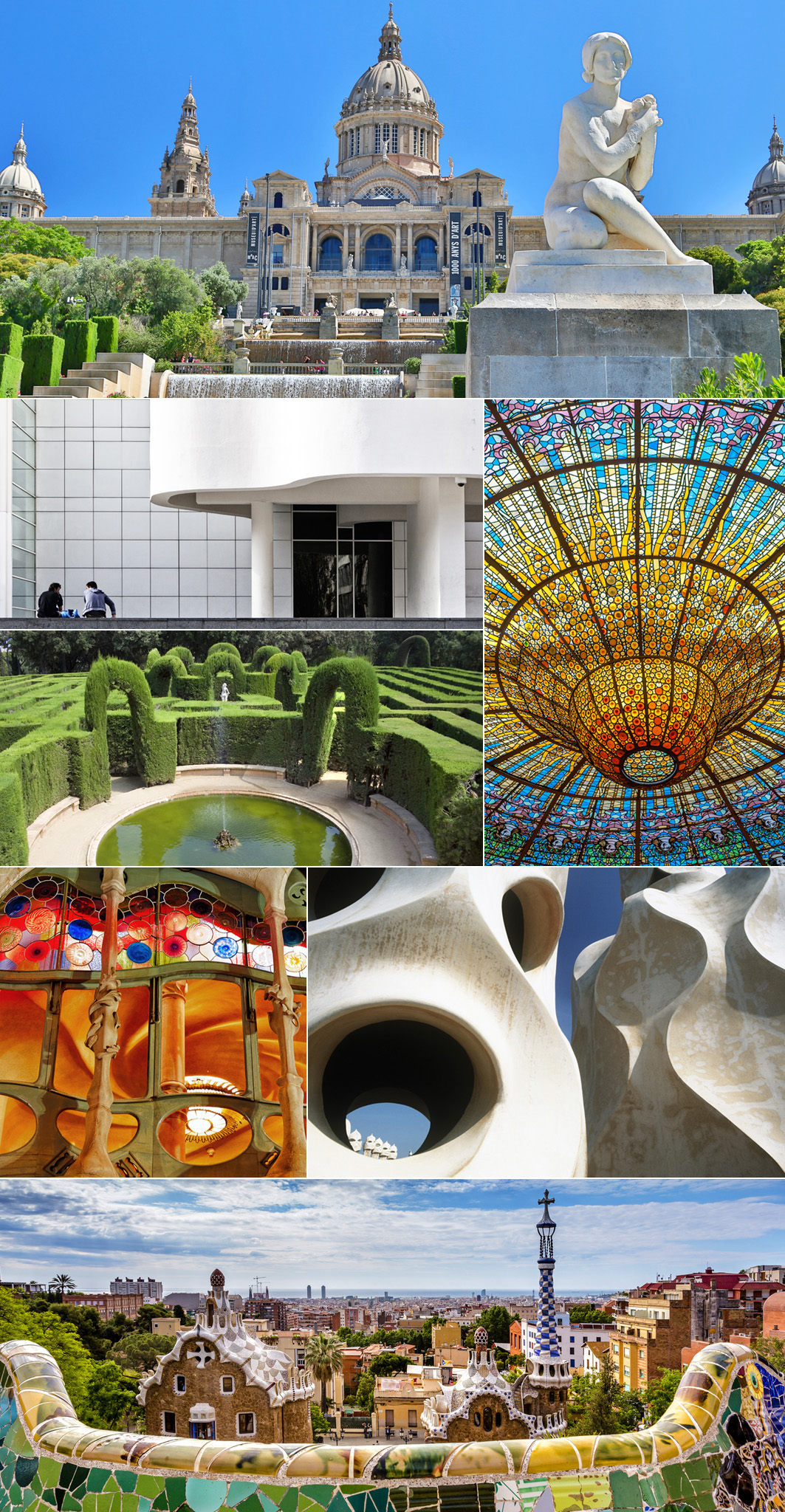 Clockwise from top Museu Nacional dArt de Catalunya stained-glass dome at the - photo 10