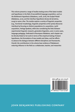 Jacee Cho (editor) - Meaning and Structure in Second Language Acquisition: In Honor of Roumyana Slabakova