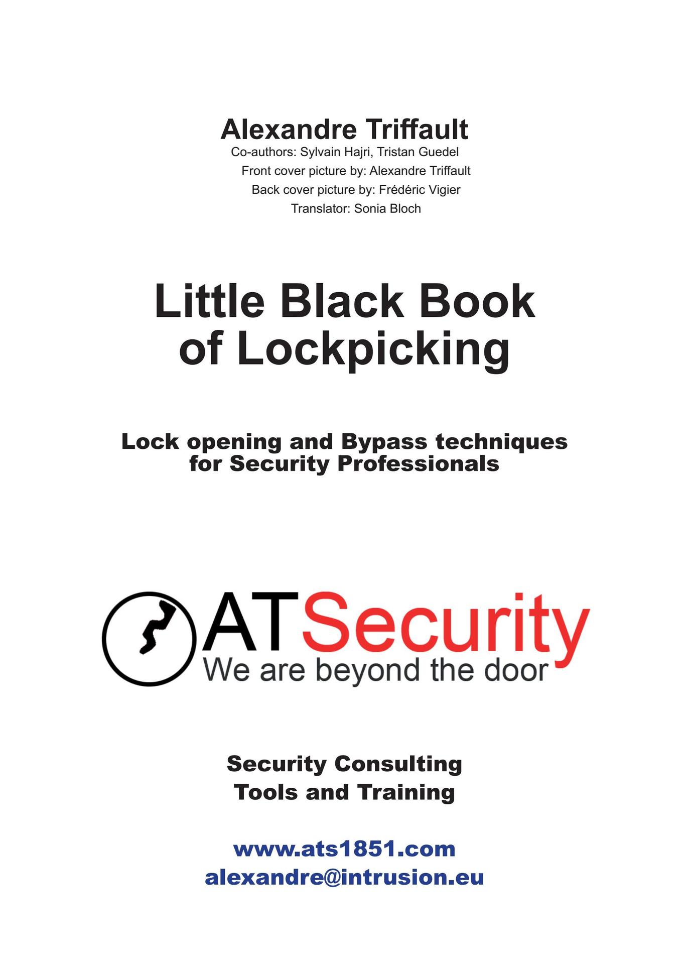 Little Black Book of Lockpicking Lock opening and Bypass techniques for Security Professionals - photo 3