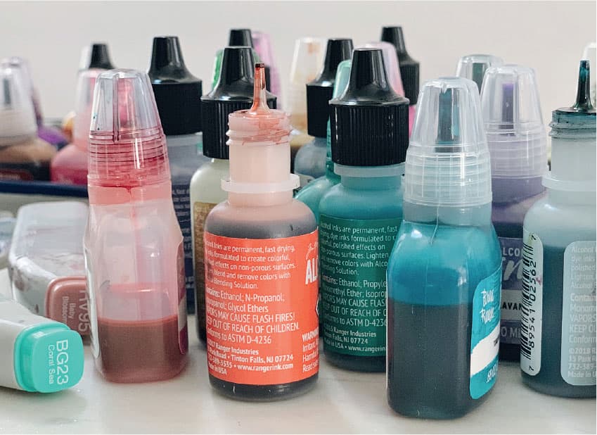 Alcohol ink is available in dropper bottles for easy application directly from - photo 6