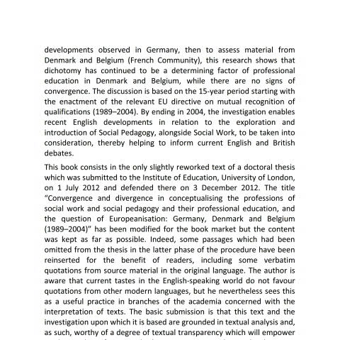 Alternatives to convergence social work and social pedagogy in higher education 1989-2004 and the question of Europeanisation - photo 29