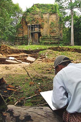 draughtsman sketching a shrine at Sambor Prei Kuk colonial architecture in - photo 15