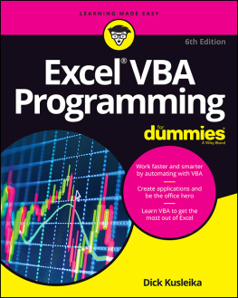 Dick Kusleika Excel VBA Programming For Dummies (For Dummies (Computer/Tech))