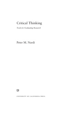 Peter Nardi - Critical Thinking: Tools for Evaluating Research