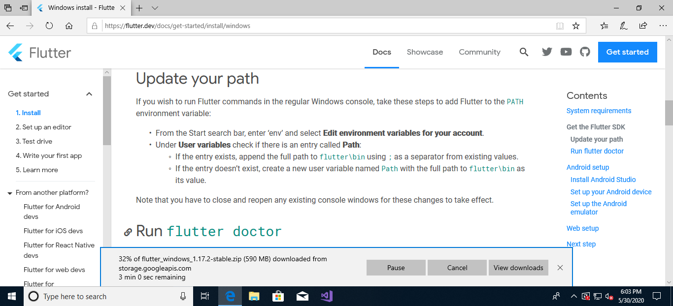 Figure 11 Downloading Flutter for Windows We have kept the extracted flutter - photo 3