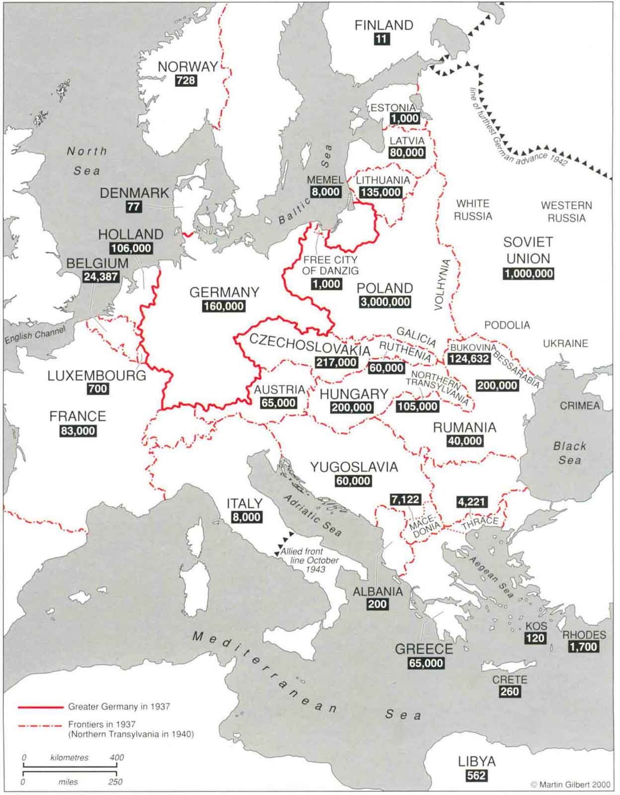 This map shows the estimated number of Jews murdered country by country and - photo 2