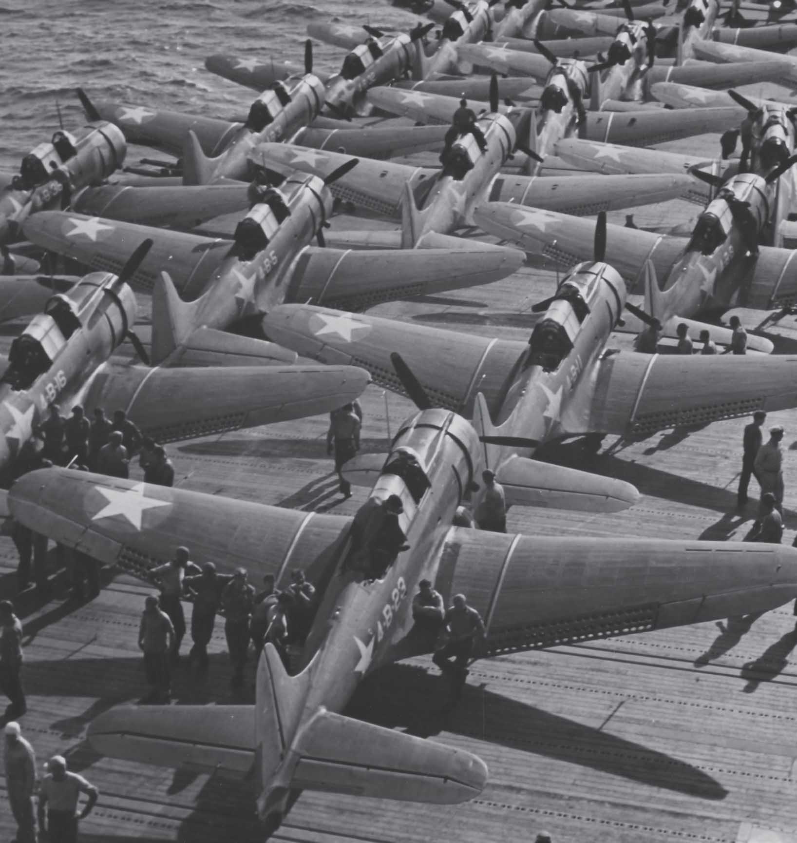 US Naval air power Douglas SBD Dauntless dive-bombers of VB-4 ranged aboard - photo 2