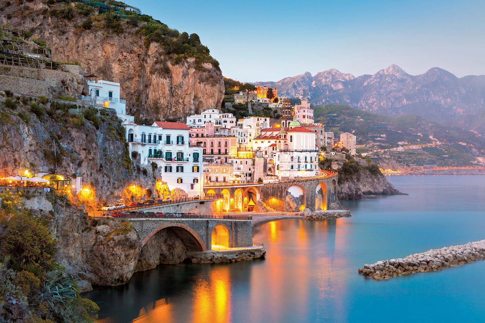 night view of Amalfi cityscape on the coast hiking Monte Epomeo on Ischia - photo 11