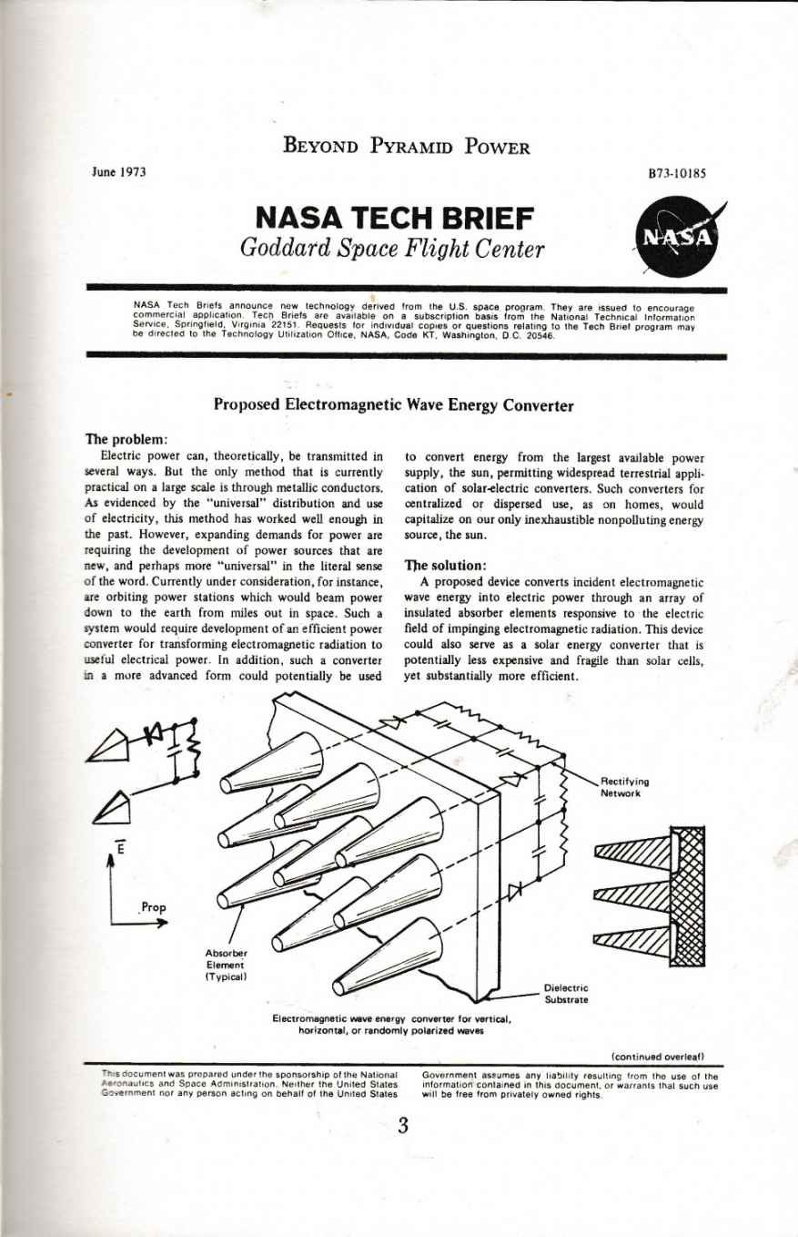 A portion of the NASA Tech Brief on the Electro-Magnetic Wave Converter and a - photo 1